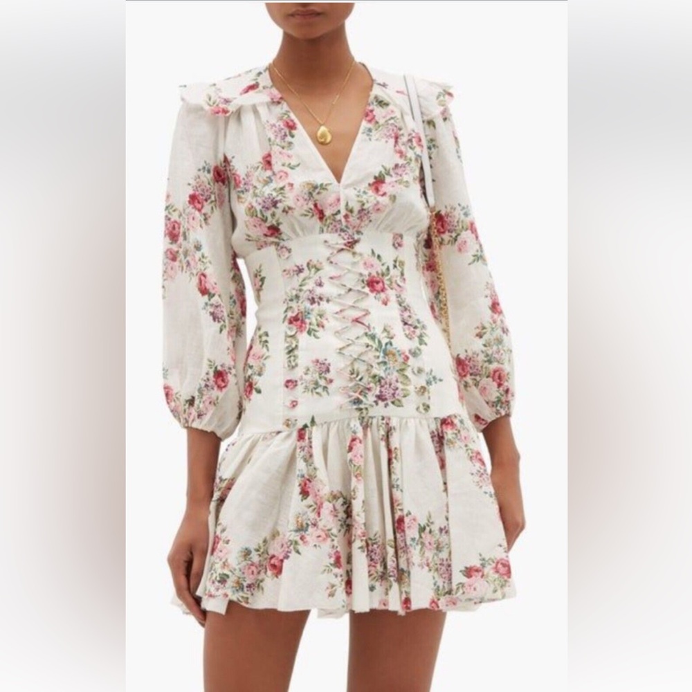Zimmermann short corset dress with roses